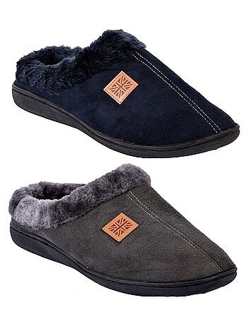 Pantoffel heren suedine set van 2
