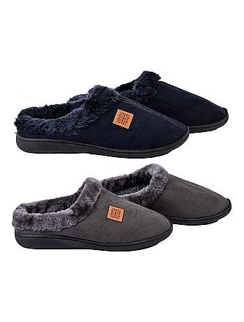 Pantoffel heren suedine set van 2