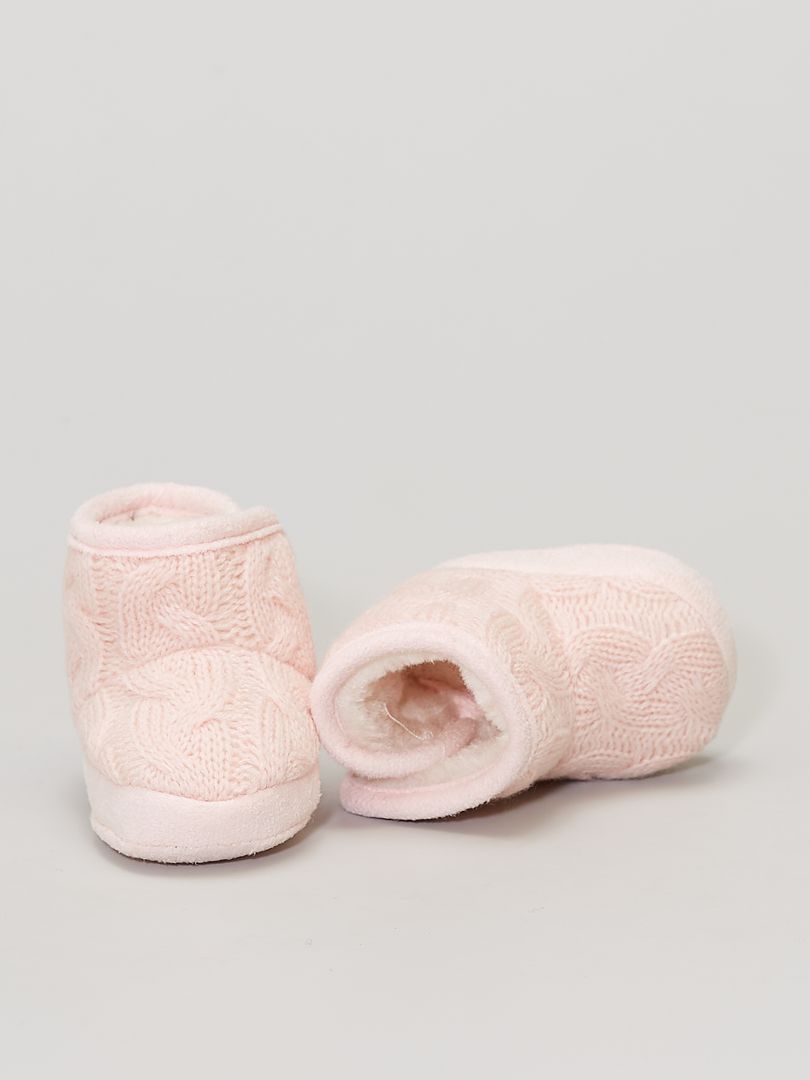 Pantoffellaarsjes van gevoerd tricot roze - Kiabi