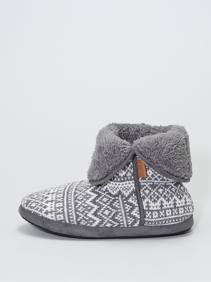Pantoffellaarzen van tricot grijs - Kiabi
