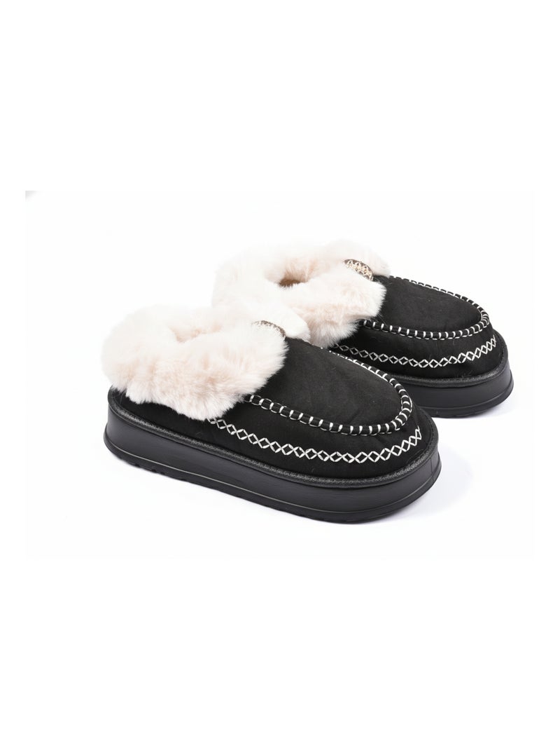 Pantoffels Charentaises Ultra Licht Sherpa MD10158 Zwart - Kiabi