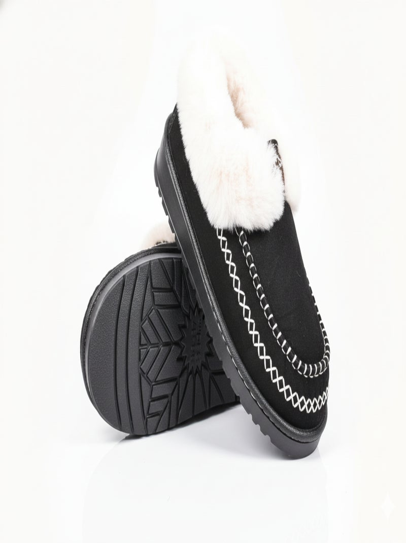 Pantoffels Charentaises Ultra Licht Sherpa MD10158 Zwart - Kiabi