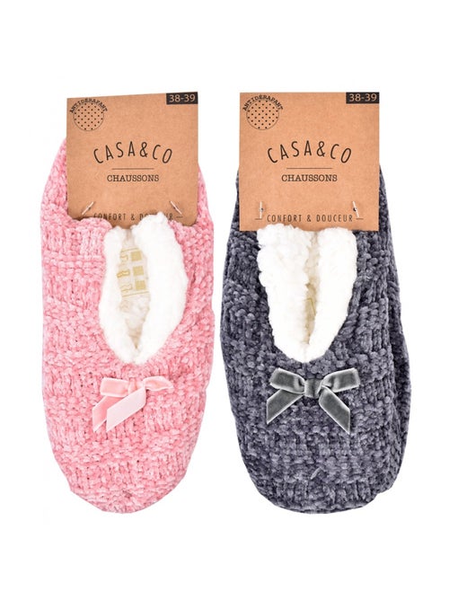 Pantoffels Dames CASA AND CO Set van 2 - Kiabi Pantoffels Dames CASA AND CO Set van 2 - Kiabi