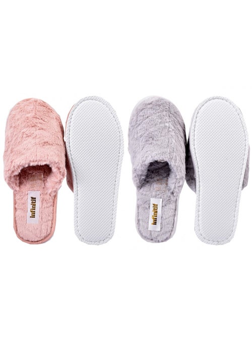 Pantoffels dames INFINITIEF set van 2 - Kiabi Pantoffels dames INFINITIEF set van 2 - Kiabi