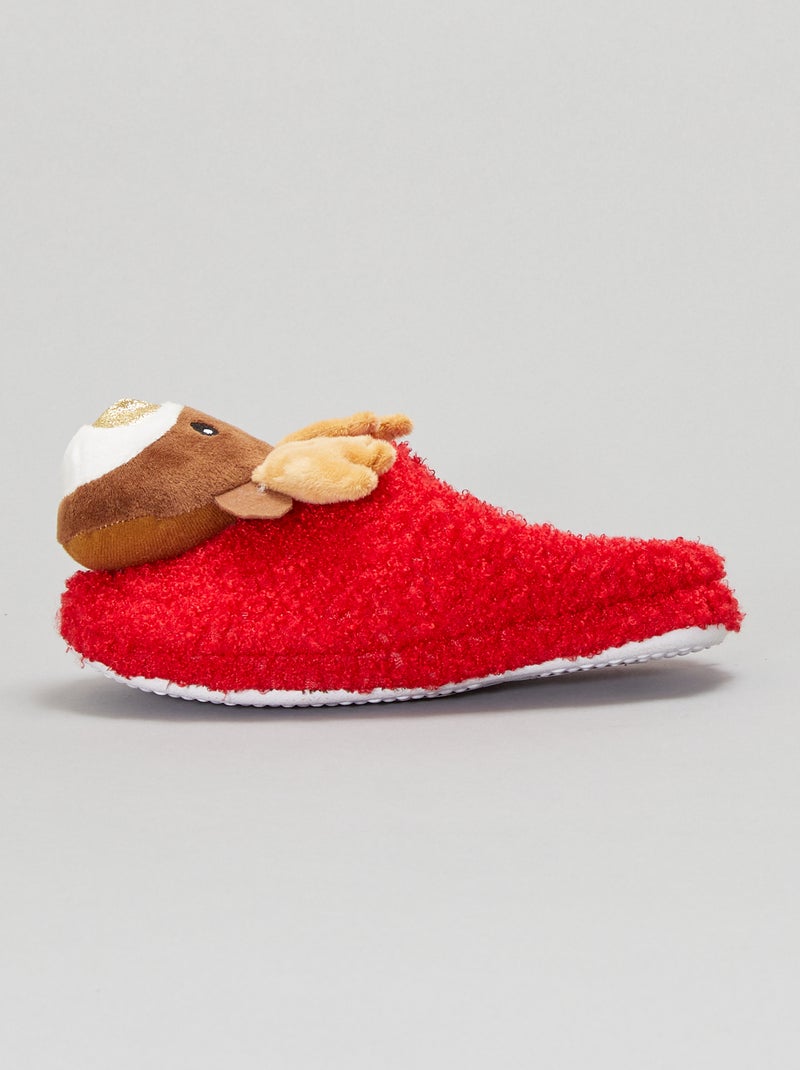 Pantoffels in rendierthema rood - Kiabi