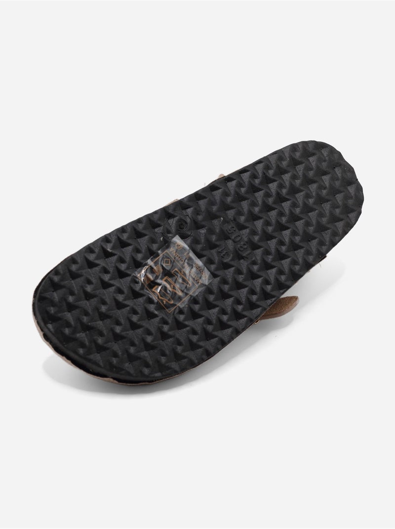 Pantoffels met klittenband Taupe - Kiabi