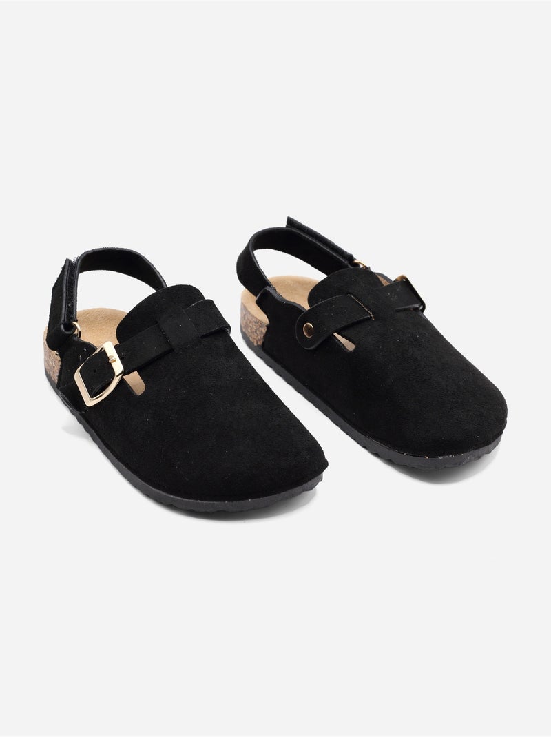 Pantoffels met klittenband Zwart - Kiabi