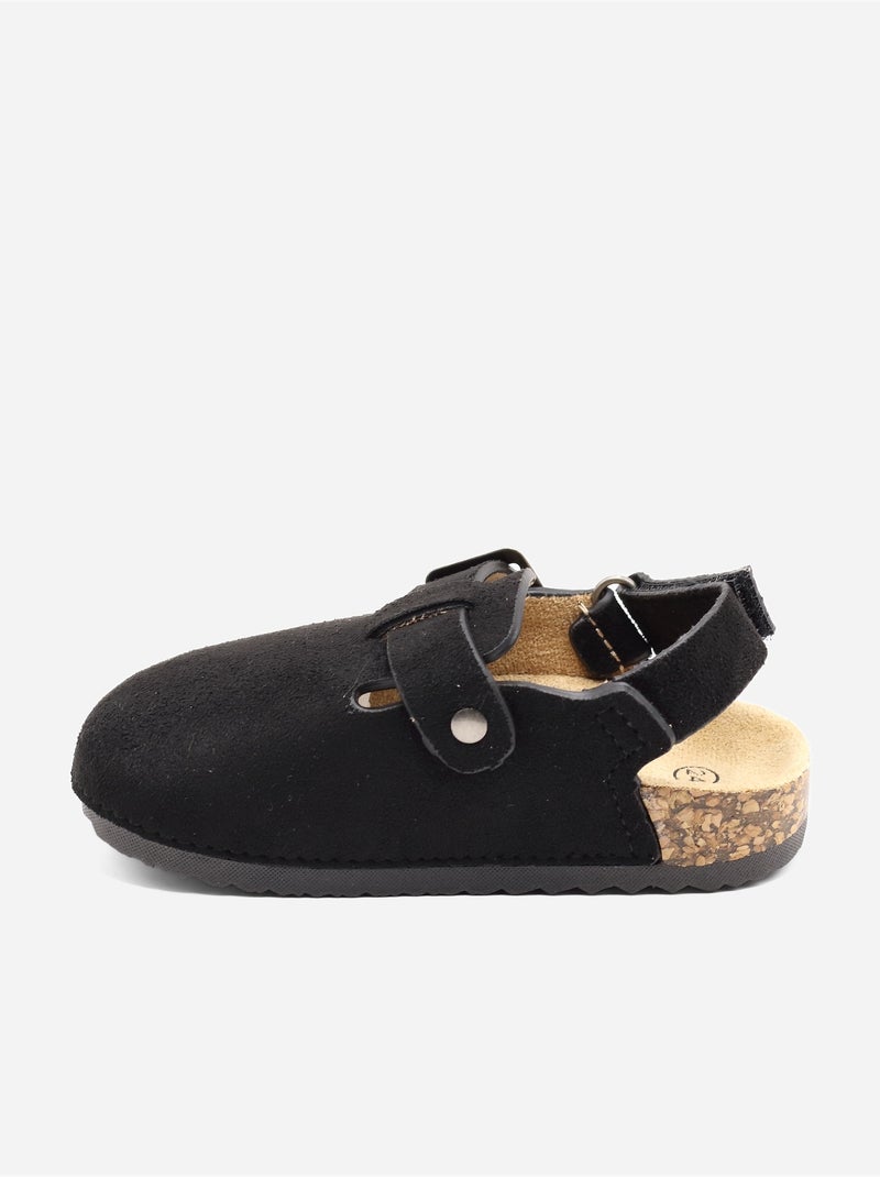Pantoffels met klittenband Zwart - Kiabi
