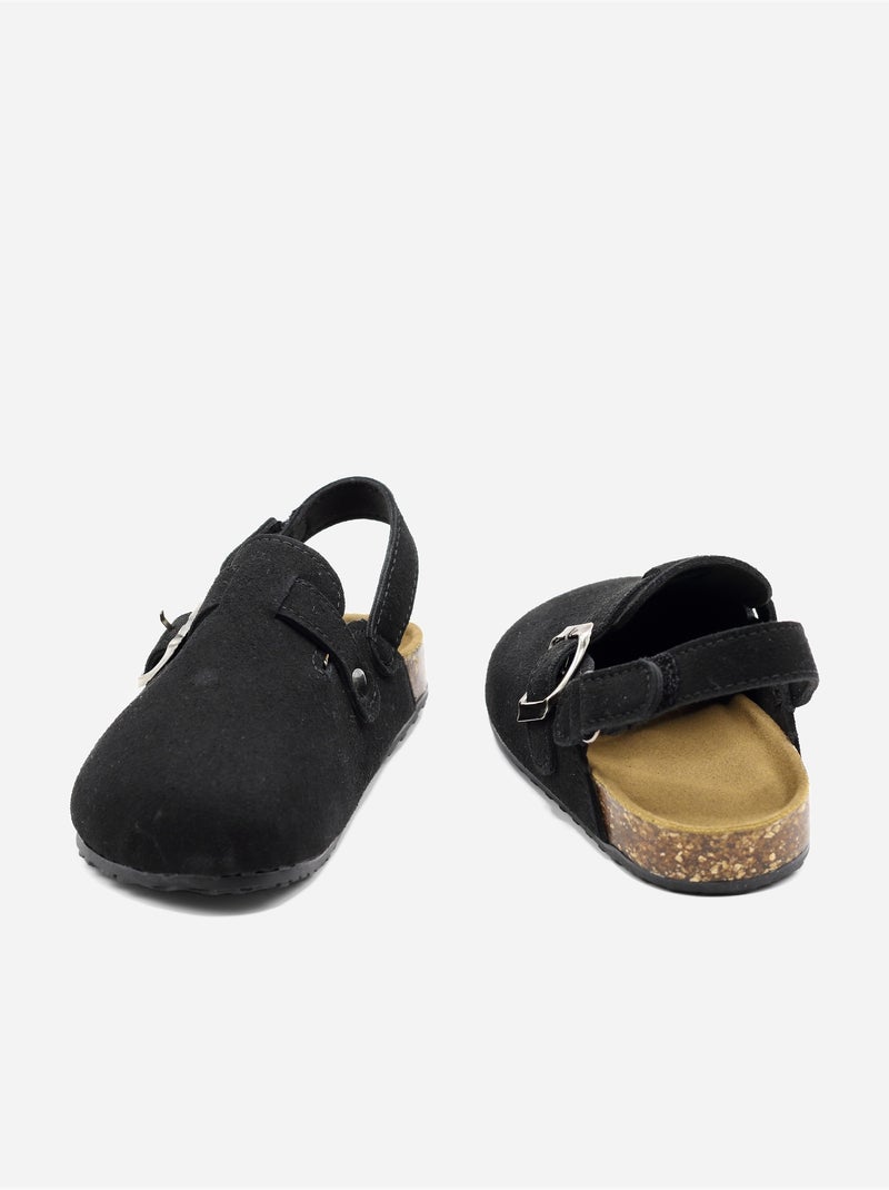 Pantoffels met klittenband Zwart - Kiabi