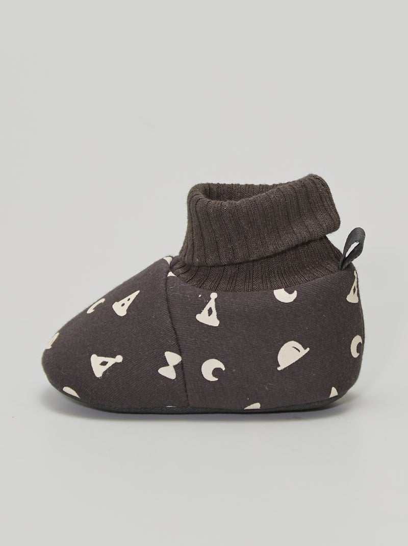 Pantoffels met sokomslag GRIJS - Kiabi