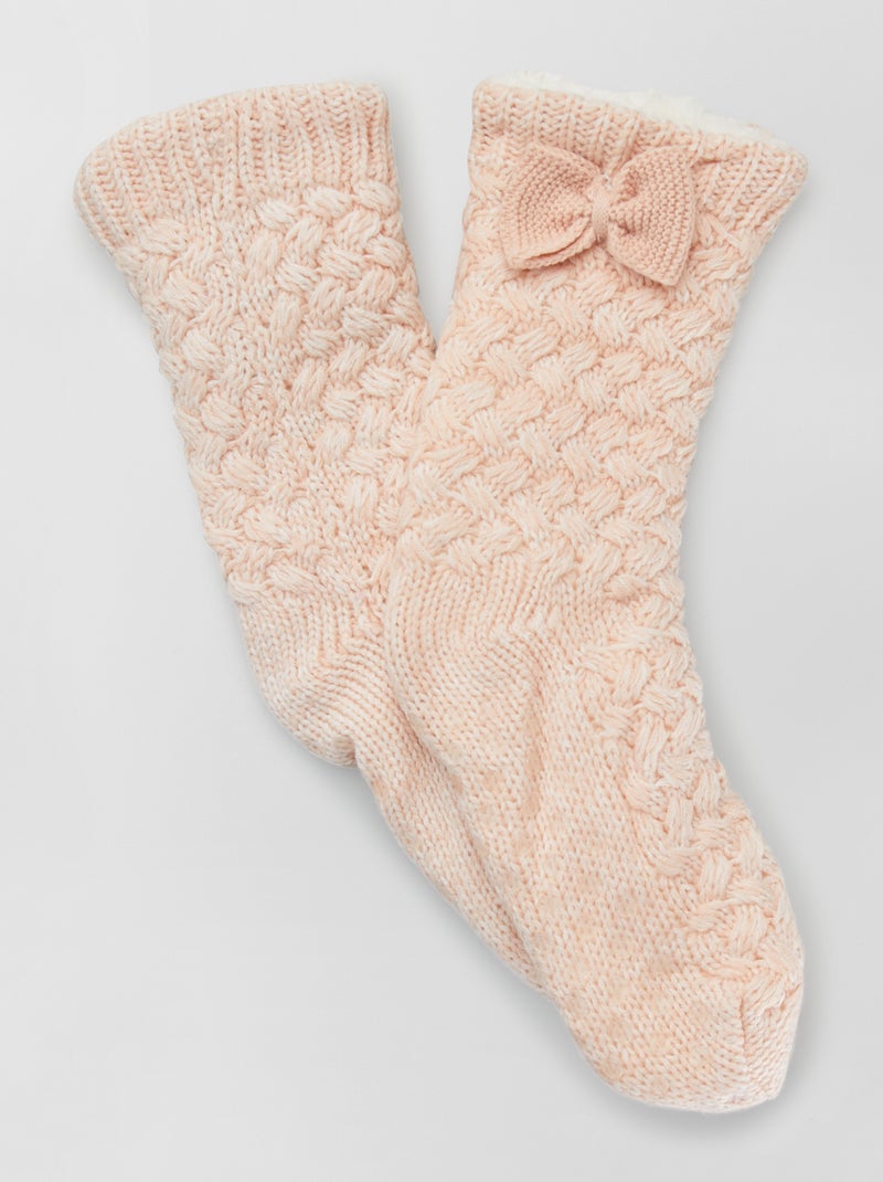 Pantoffelsokken met strik roze - Kiabi