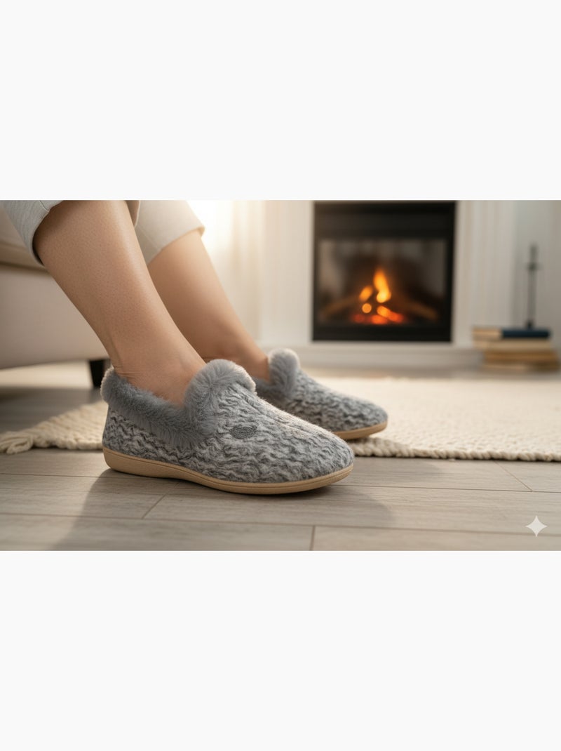 Pantoufle Charentaise femme hiver Gris clair - Kiabi