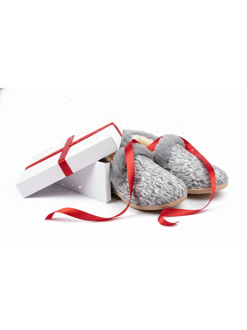 Pantoufle Charentaise femme hiver Gris clair - Kiabi