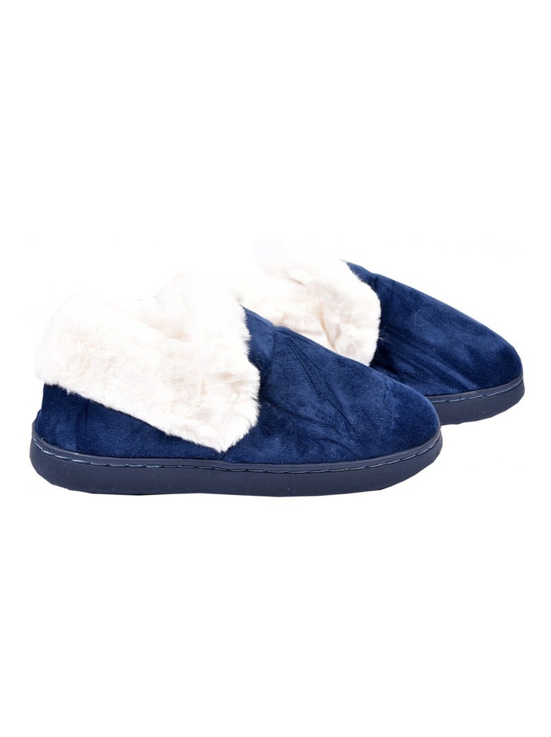 Pantoufle femme chausson cocooning Bleu marine - Kiabi