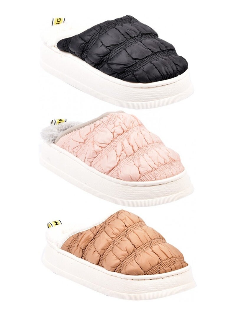 Pantoufle femme chausson cocooning Noir - Kiabi