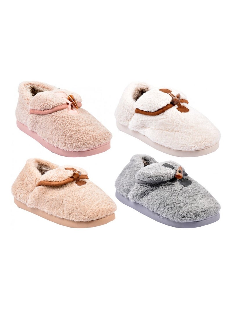 Pantoufle femme chausson cocooning Taupe - Kiabi