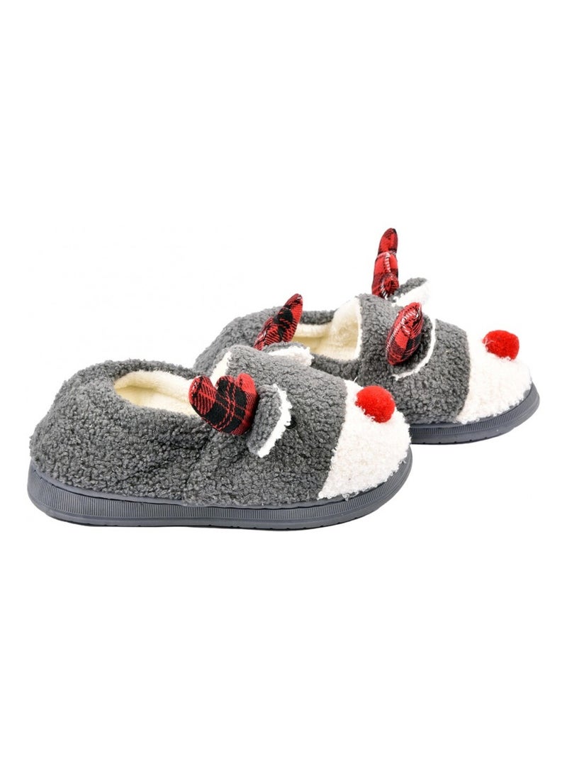 PANTOUFLE Femme Chausson Fantaisie Gris - Kiabi