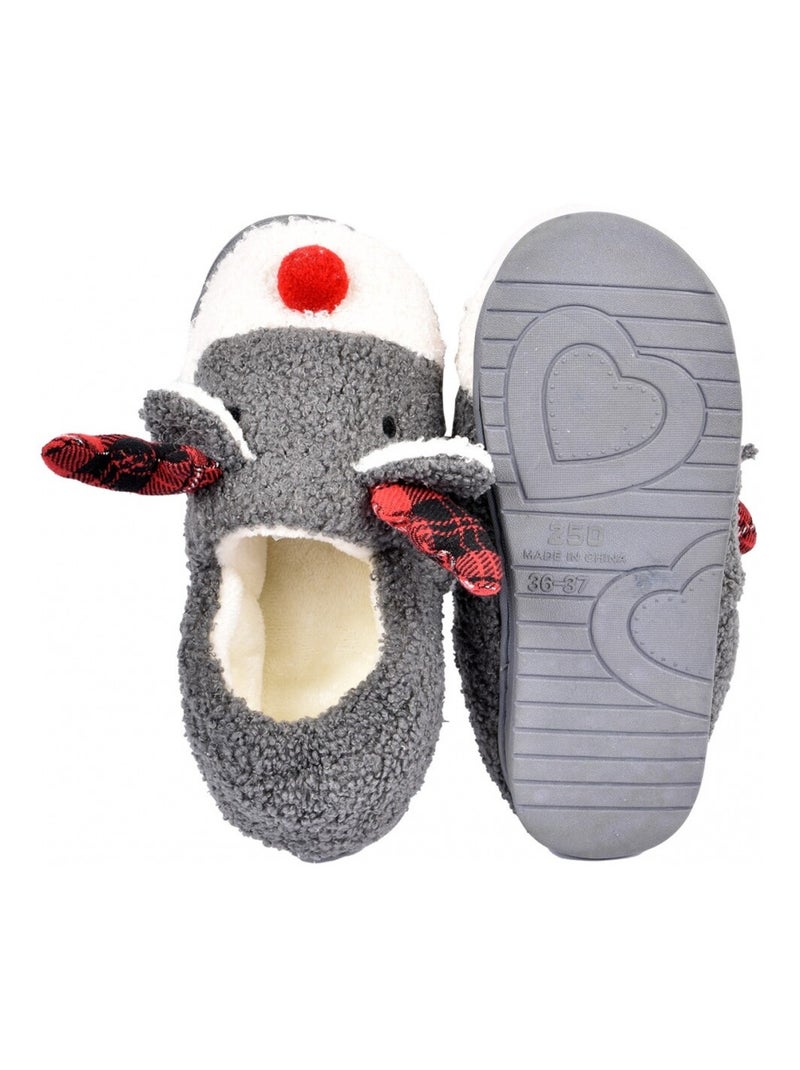 PANTOUFLE Femme Chausson Fantaisie Gris - Kiabi