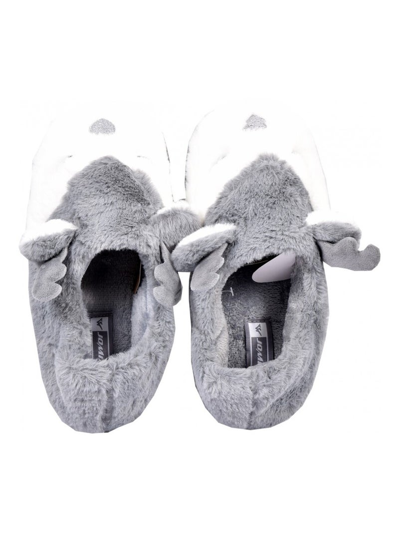 PANTOUFLE Femme Chausson Fantaisie Gris - Kiabi