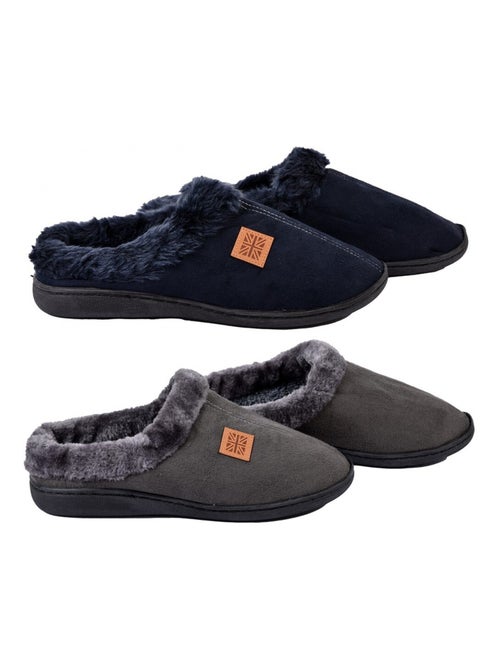 Pantoufle homme suedine pack de 2 - Kiabi Pantoufle homme suedine pack de 2 - Kiabi