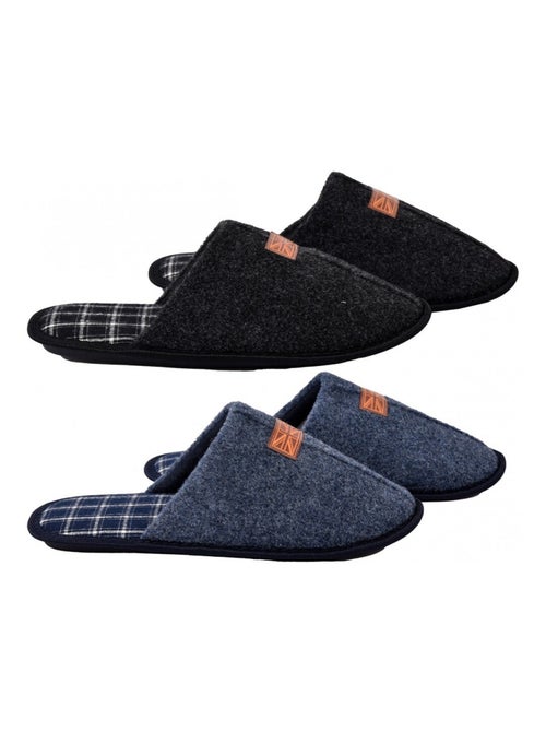 Pantoufle homme suedine pack de 2 - Kiabi Pantoufle homme suedine pack de 2 - Kiabi