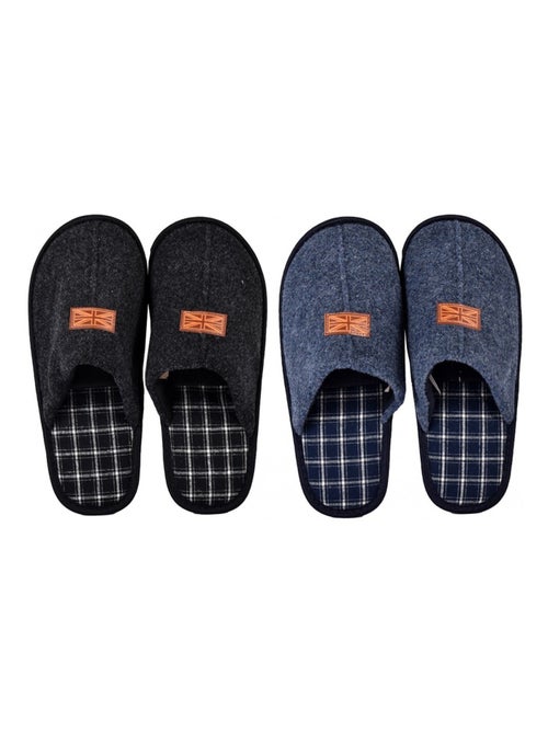 Pantoufle homme suedine pack de 2 - Kiabi Pantoufle homme suedine pack de 2 - Kiabi