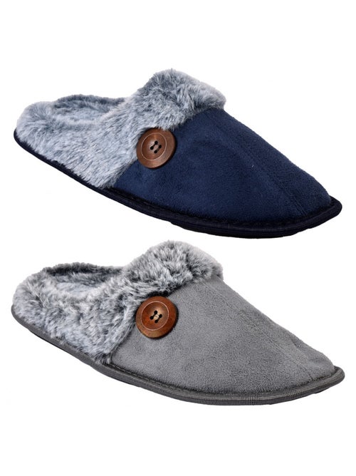 Pantoufle homme suedine pack de 2 - Kiabi Pantoufle homme suedine pack de 2 - Kiabi