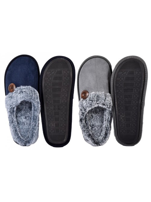 Pantoufle homme suedine pack de 2 - Kiabi Pantoufle homme suedine pack de 2 - Kiabi