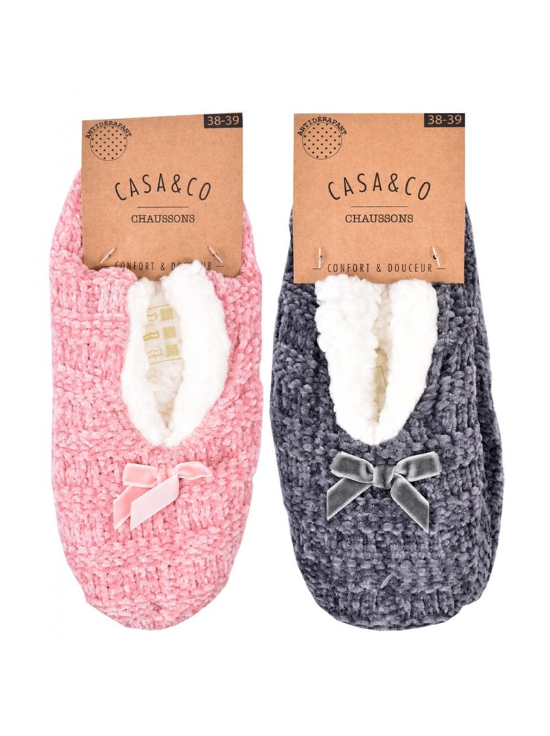 Pantoufles Femme CASA AND CO  Pack de 2 Multicolore - Kiabi
