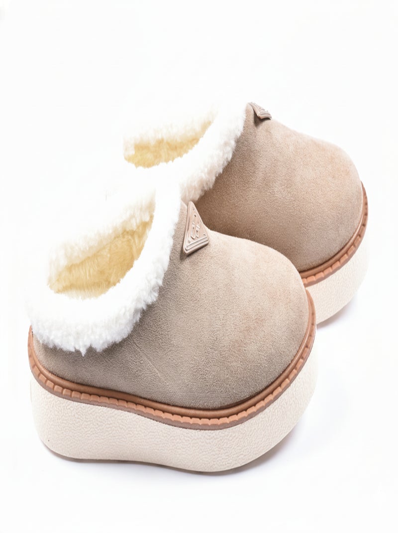 Pantoufles femme hiver mule  style scandinave nd10882 Taupe - Kiabi