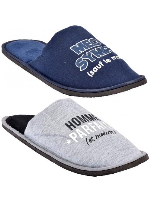 Pantoufles homme lot de 2 - Kiabi