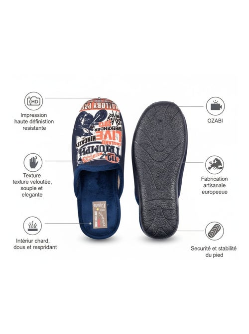 Pantoufles Homme Mule Fantaisie PHOTOPRINT - Kiabi Pantoufles Homme Mule Fantaisie PHOTOPRINT - Kiabi