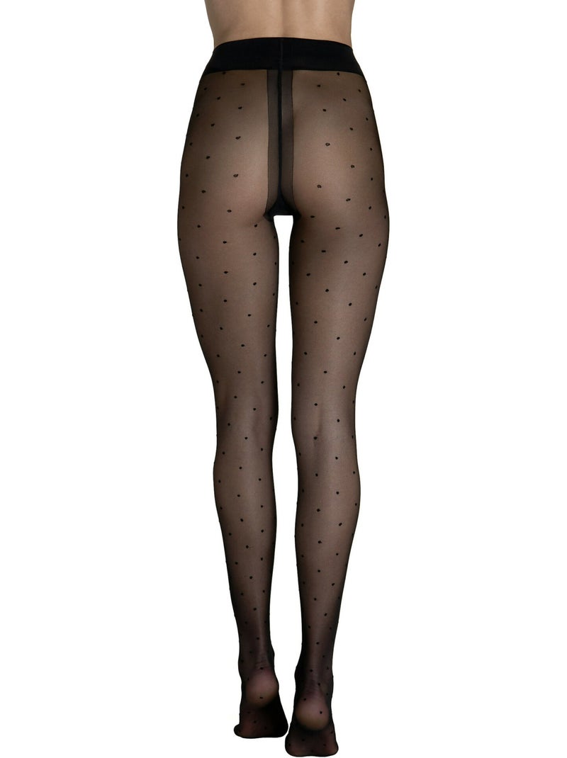 Panty 20 den met stippen fashion dots zwart Zwart - Kiabi