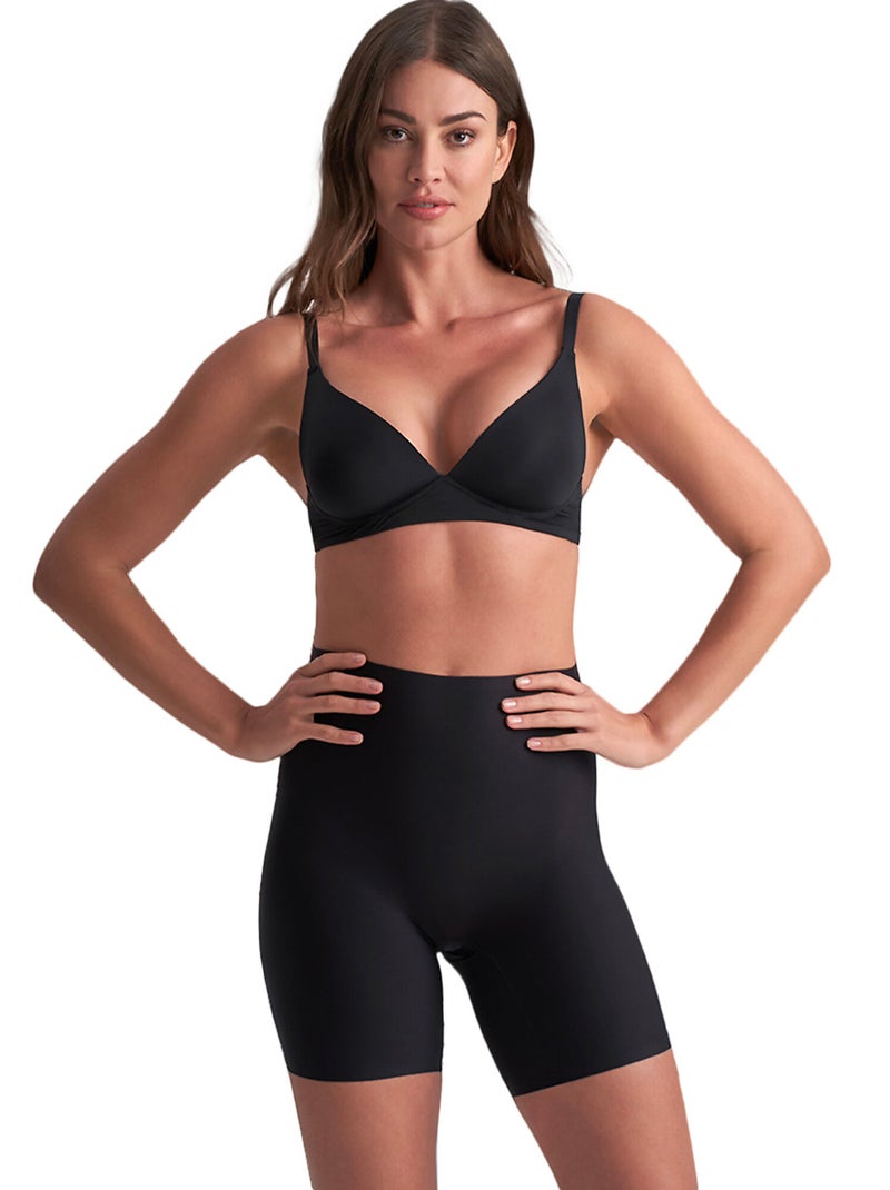 Panty short hauteur moyenne uni stretch Noir - Kiabi