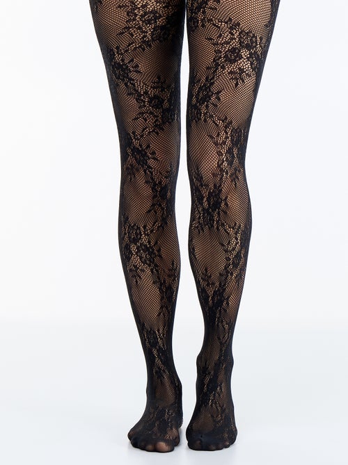 Panty's met bloemenmotief en kanteffect - Kiabi Panty's met bloemenmotief en kanteffect - Kiabi