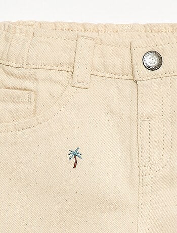 Paperbag broek met all-over borduurwerk van katoentwill