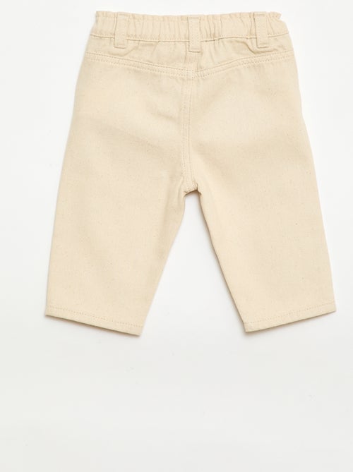 Paperbag broek met all-over borduurwerk van katoentwill - Kiabi