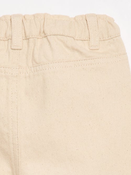 Paperbag broek met all-over borduurwerk van katoentwill - Kiabi