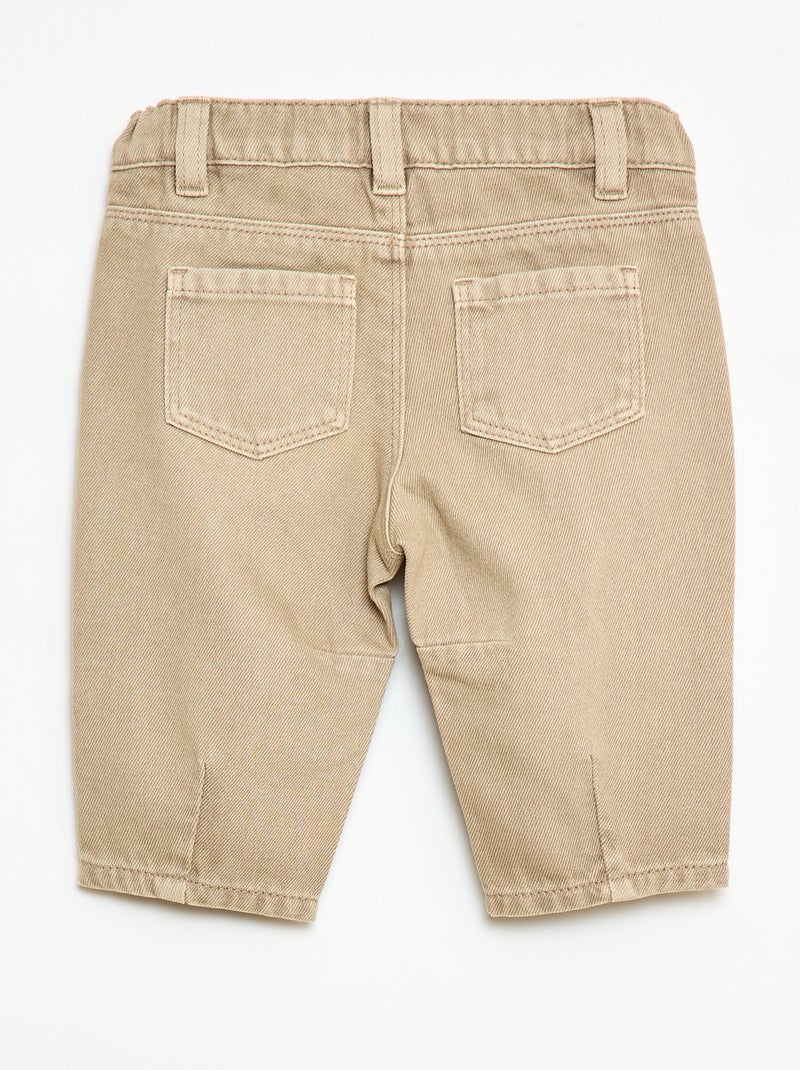 Paperbag broek van katoentwill Biege - Kiabi