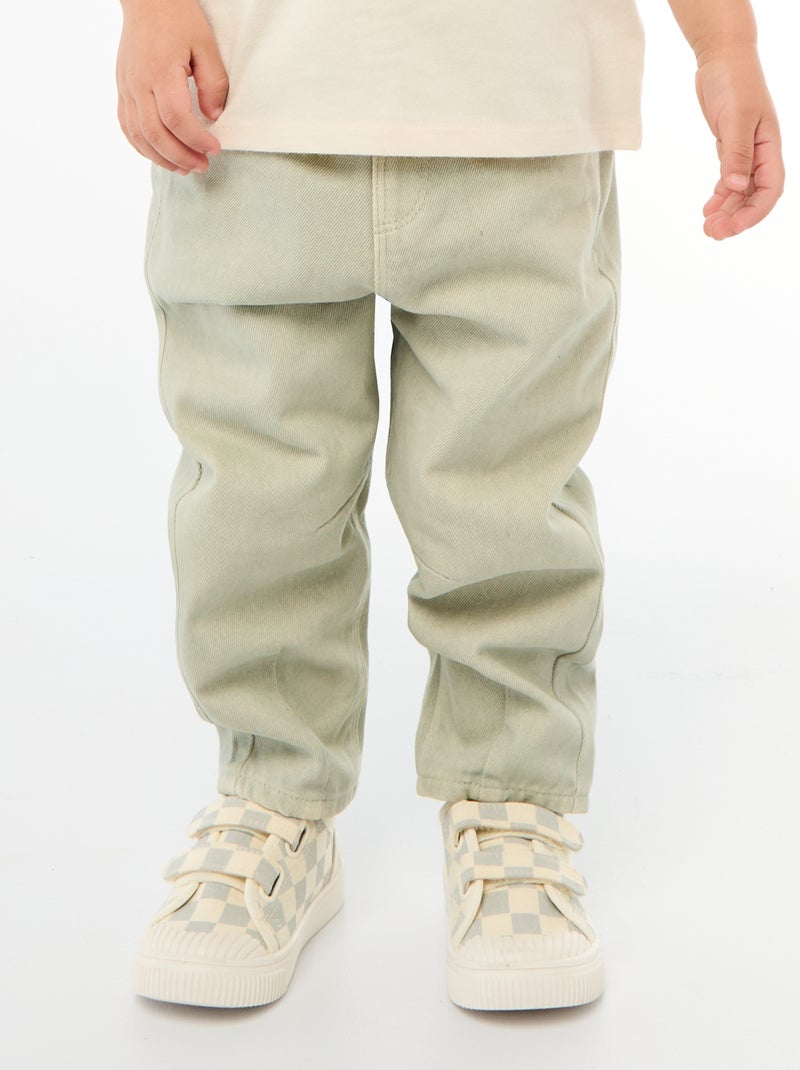 Paperbag broek van katoentwill Grijs - Kiabi