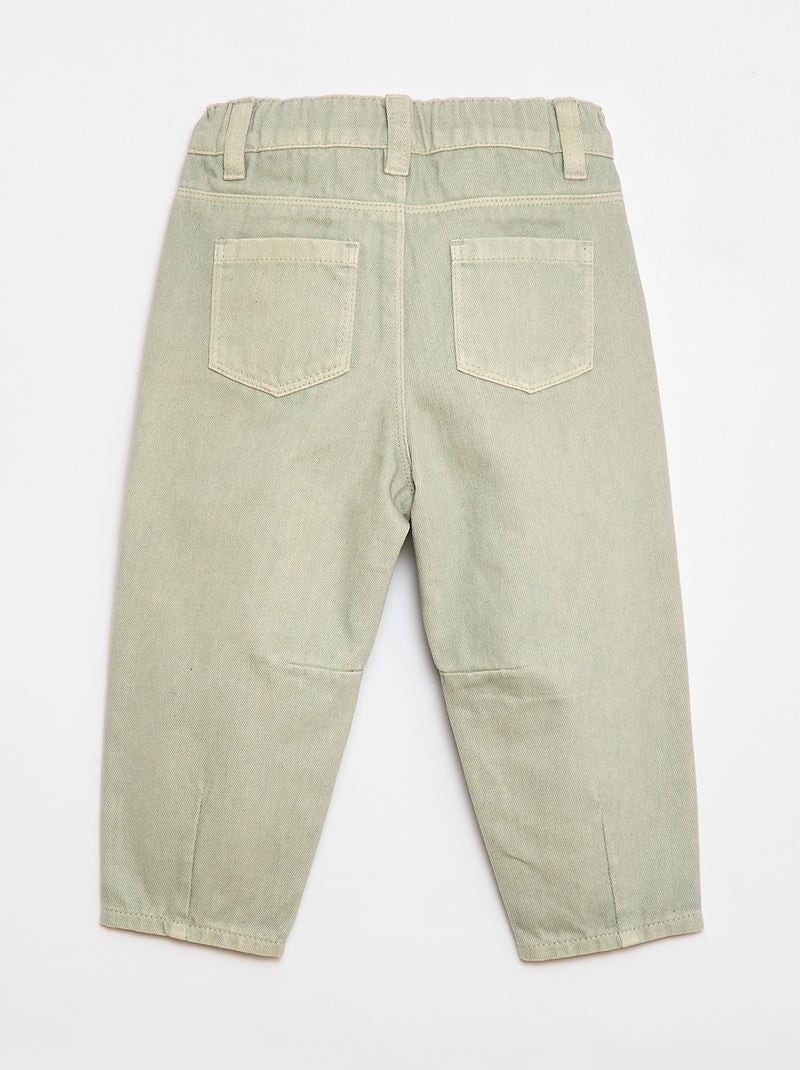 Paperbag broek van katoentwill Grijs - Kiabi