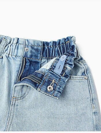 Paperbag Denim Shorts, MO Fashion