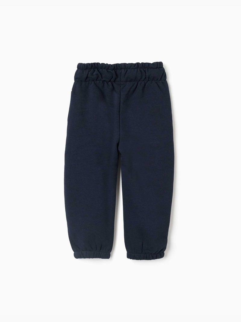 Paperbag fleece broek met decoratieve strik Donkerblauw - Kiabi