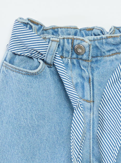 Paperbagjeans + riem met motiefje - Kiabi