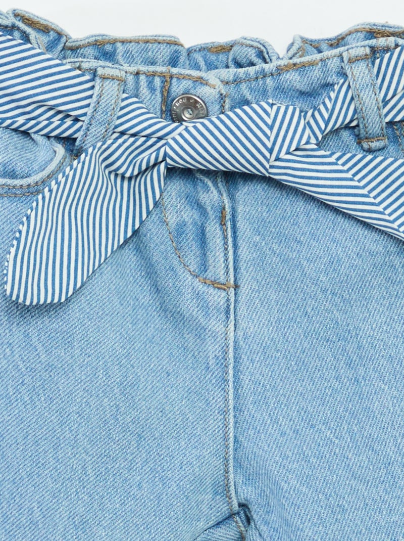 Paperbagjeans + riem met motiefje Blauw - Kiabi