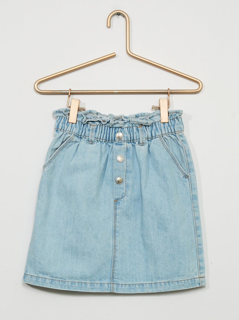 Paperbagrok van denim BLAUW - Kiabi