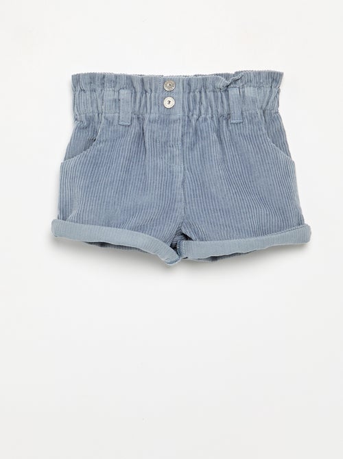 Paperbagshort van ribfluweel - Kiabi
