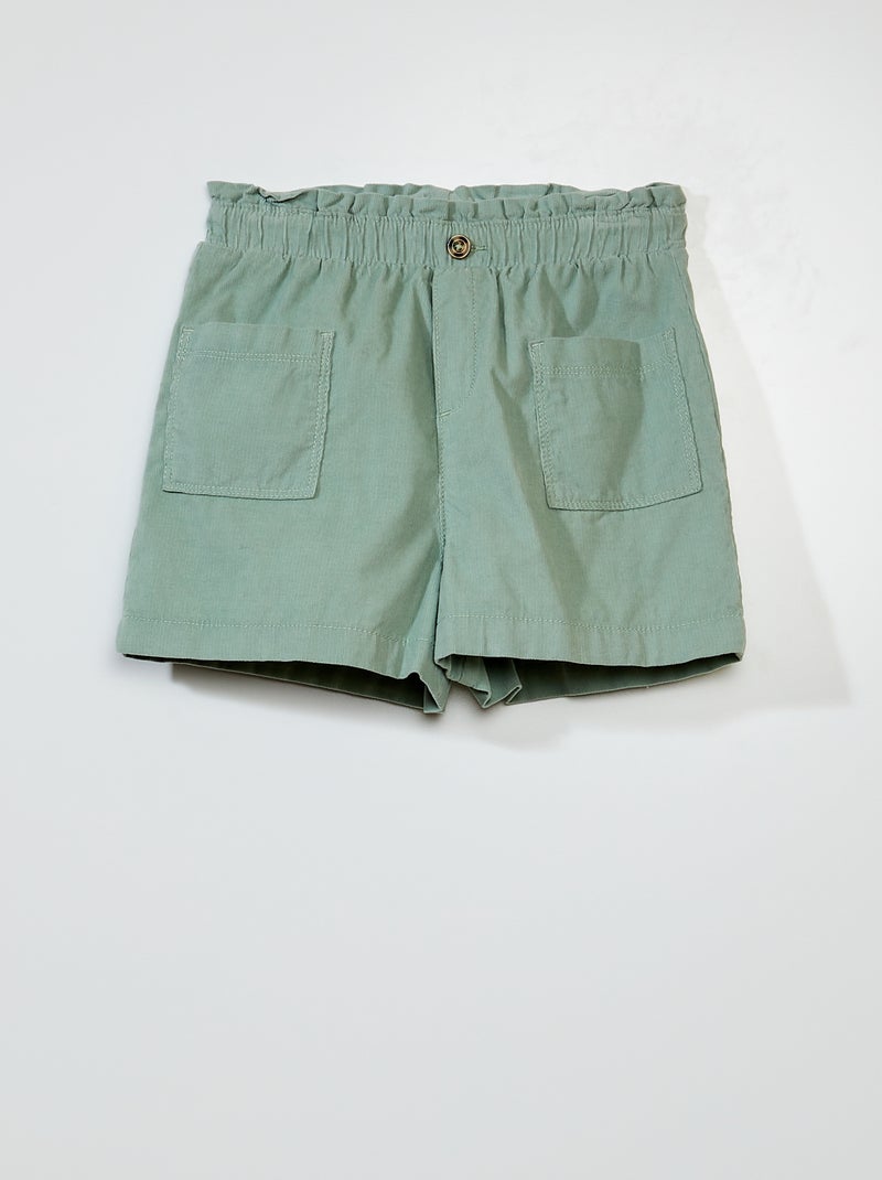 Paperbagshort van velours GROEN - Kiabi
