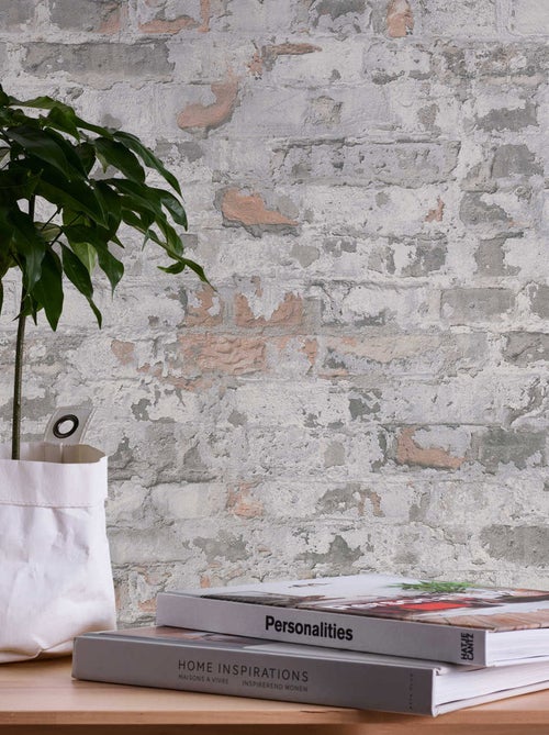 Papier peint imprimé briques usées berlin - Kiabi