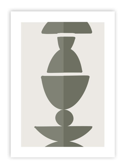 Papieren poster abstracte print 'LUNE PANEL' zonder lijst 50 x 70 cm groen – Future Home - Kiabi